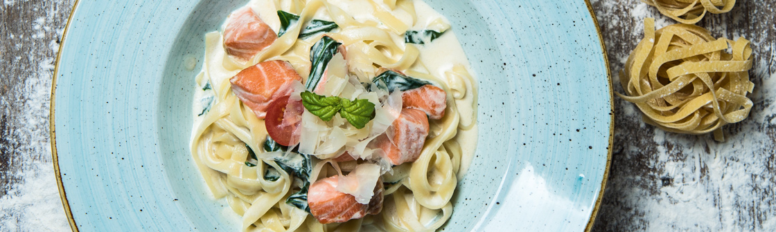 Тальятелле с лососем